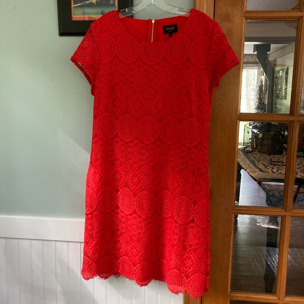 Laundry Cap Sleeve Lace Overlay Sheath, sz 10